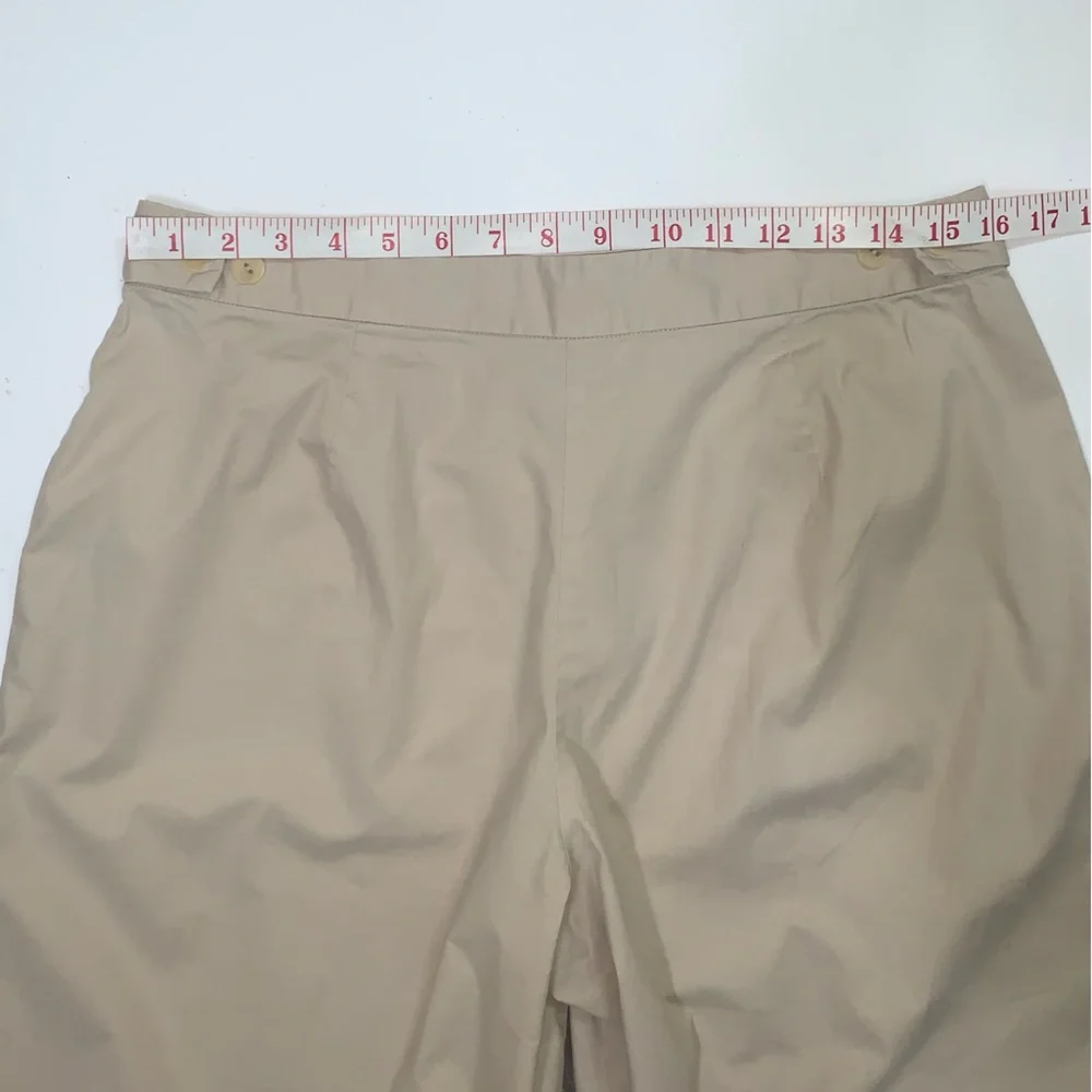 Eileen Fisher Lightweight Poplin Crop Pant Size M Neutral Beige Split Hem - Picture 7 of 8